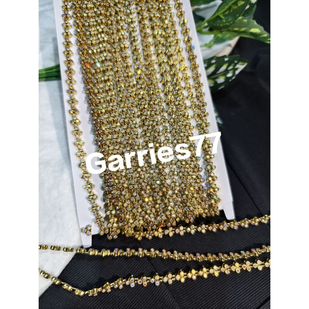 APLIKASI DIAMOND/PAYET MATA TIGA GOLD METALIK~~PER 1 GULUNG