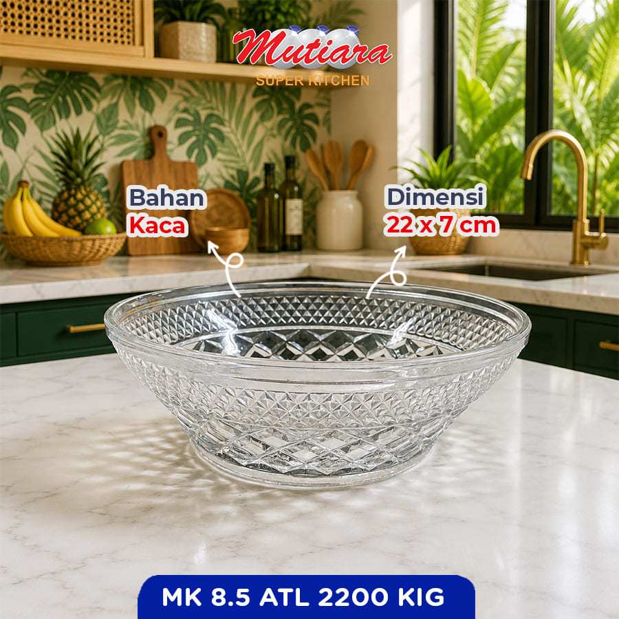 Mangkok Kaca Motif/ Mangkok Kaca Saji 8.5 Inchi - KIG