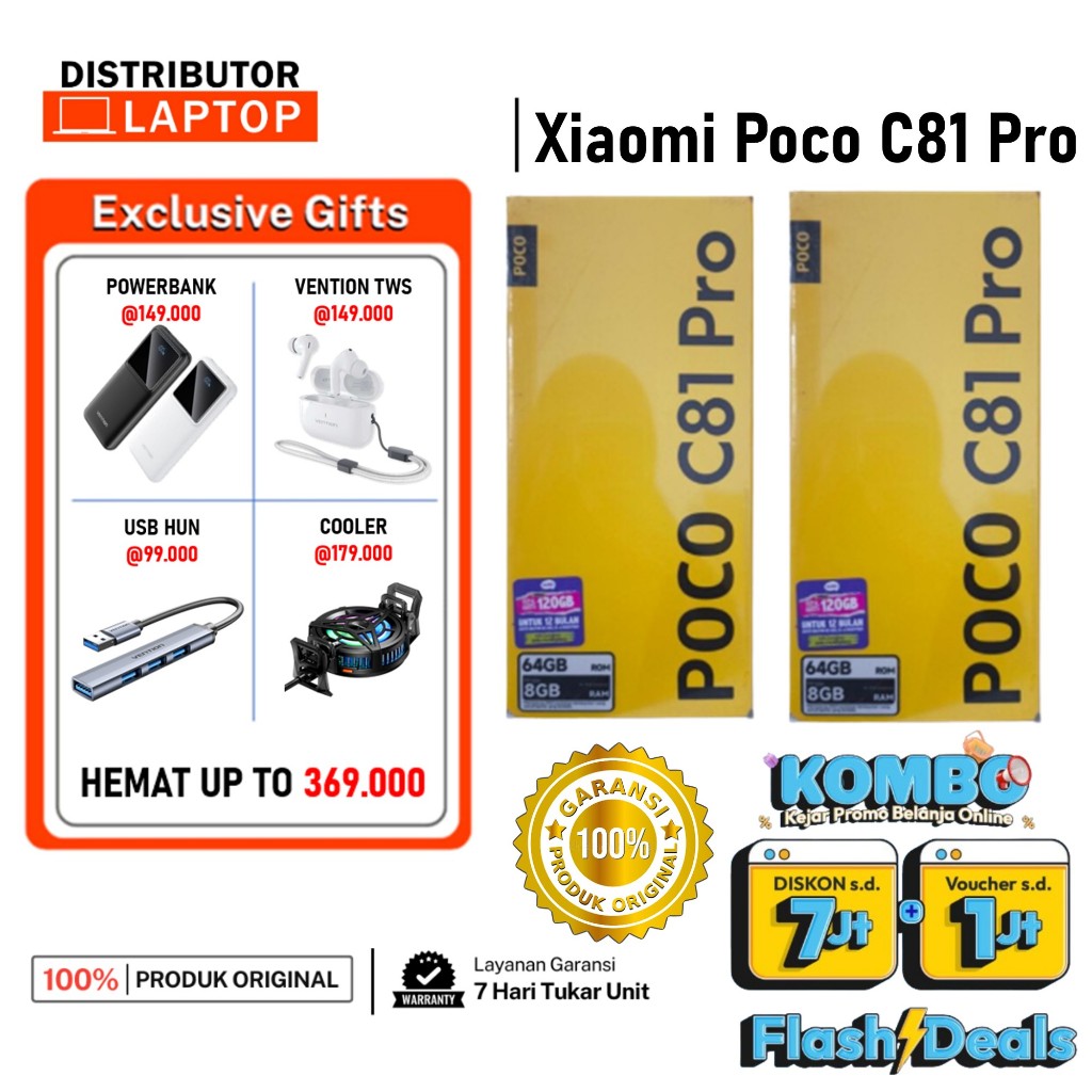 Xiaomi POCO C81 Pro (4GB/128G) (4GB/64GB) | Layar imersif 6.9" | HP 1 Jutaan | handphone ponsel andr