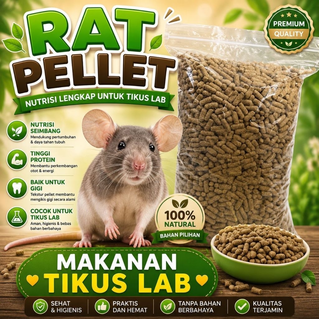 RAT PELLET 500 GR - Pelet Pellet Dumbo Ear Rat Tikus Lab Mencit IMPORT ANTI PESING Konsentrat Rat Ti