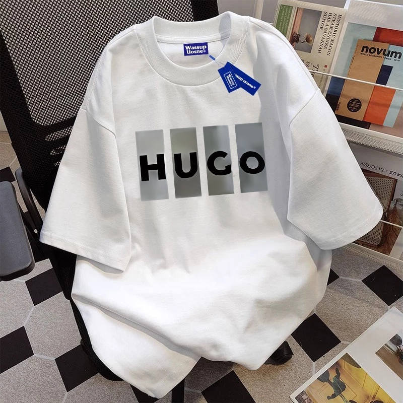 Kaos Putih Print HUGO Viral - T-shirt Unisex Lengan Pendek Kaos Distro Terbaru 2026 Murah