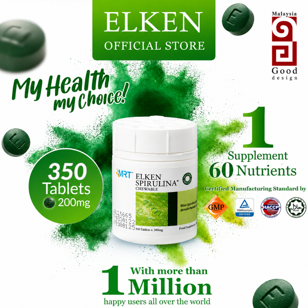 Elken Spirulina 350 tablet Original 100% | Detox Racun Tubuh