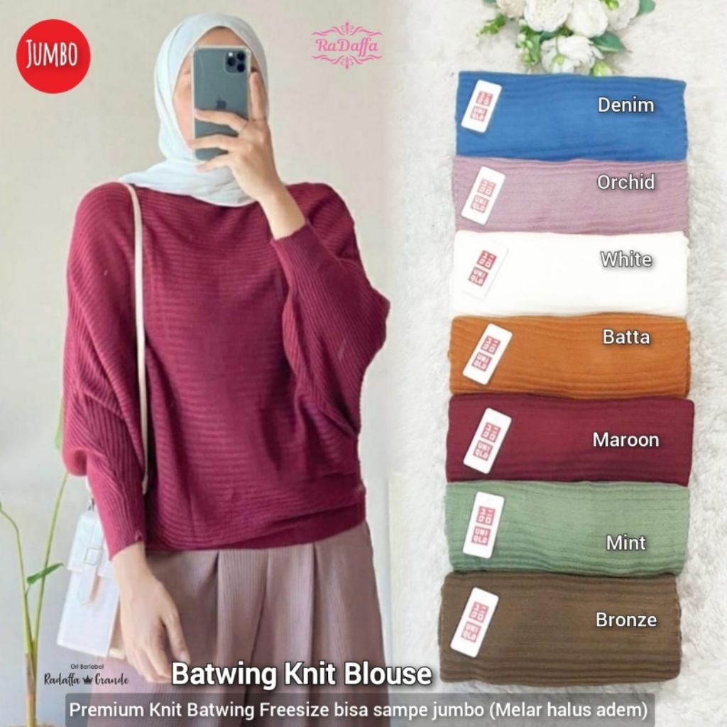 Batwing knit blouse rajut Baju Atasan Blouse kemeja Original By radaffa