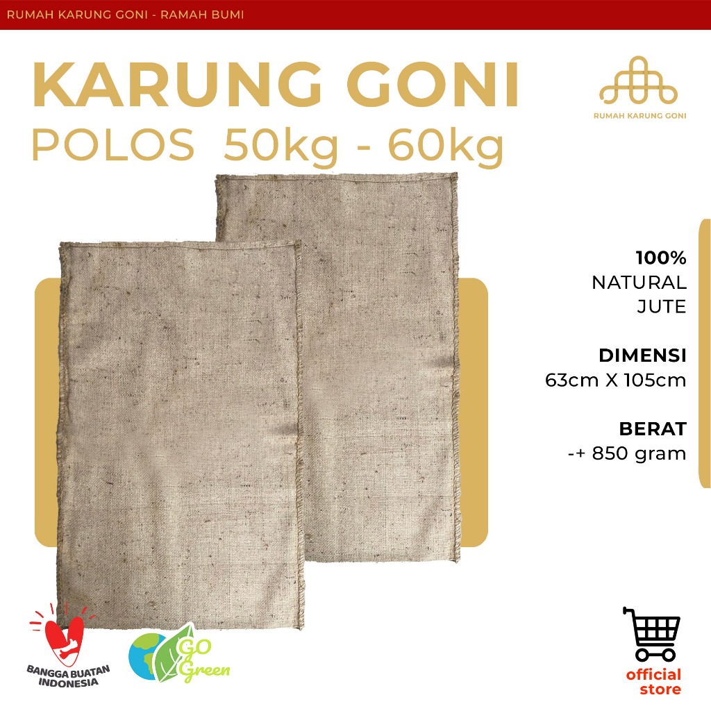 Karung Goni Baru 60 kg - Karung Goni Polos 62x105 cm - Burlap Sack - Packaging Kopi