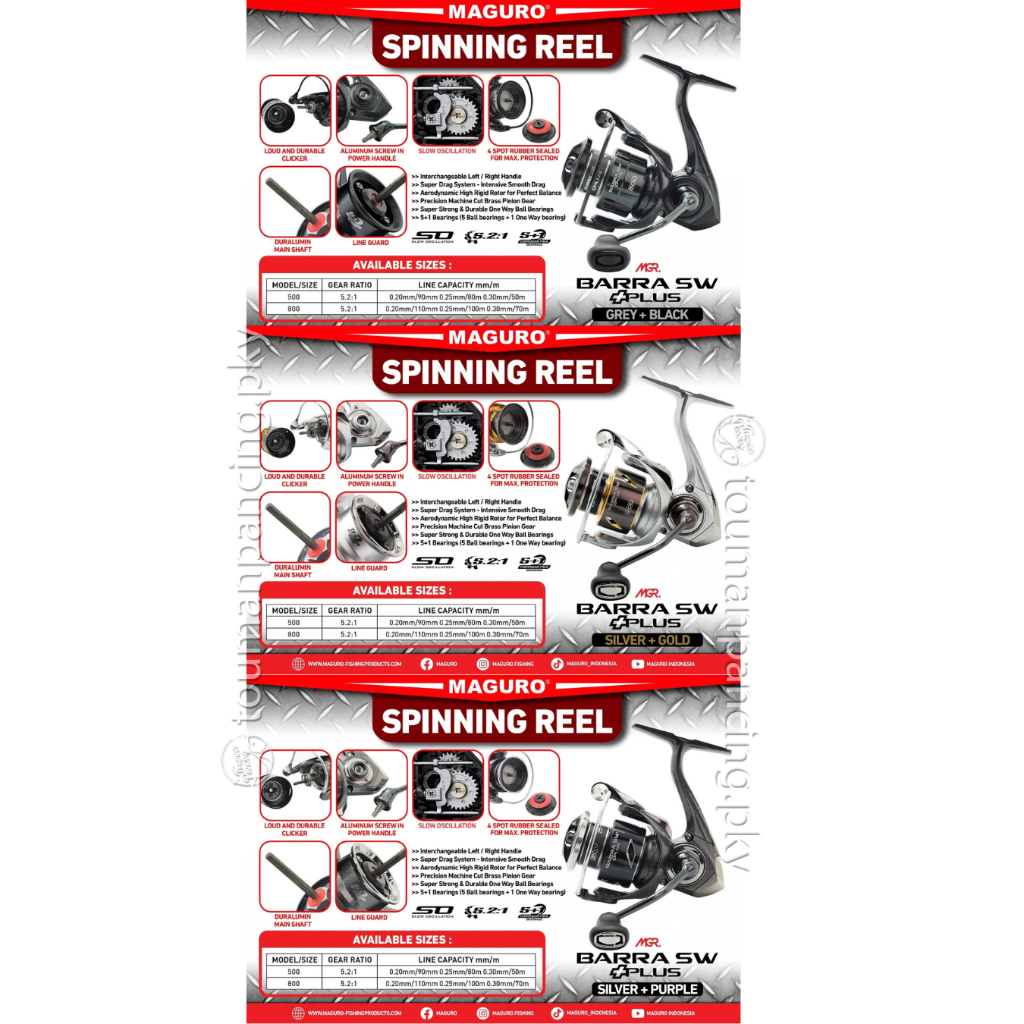 Touman Pancing - Reel Spinning Maguro Barra SW Plus 800 SW Power Handle Spesialis Ultralight