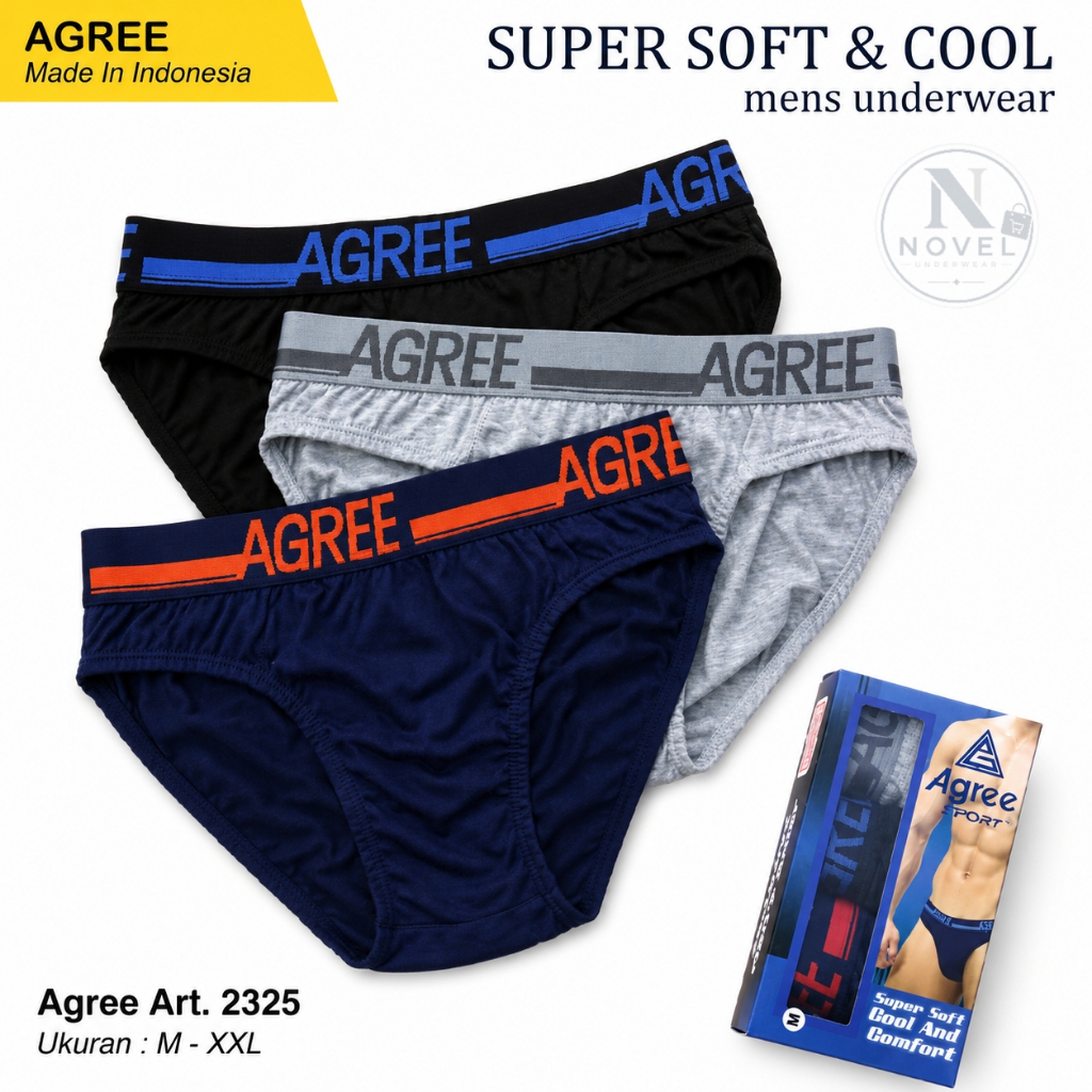 ( 1 Box 3 pcs ) Celana Dalam Pria AGREE 2325 - AGREE SPORT BRIEF - Celana Dalam Pria Agree Sport 232