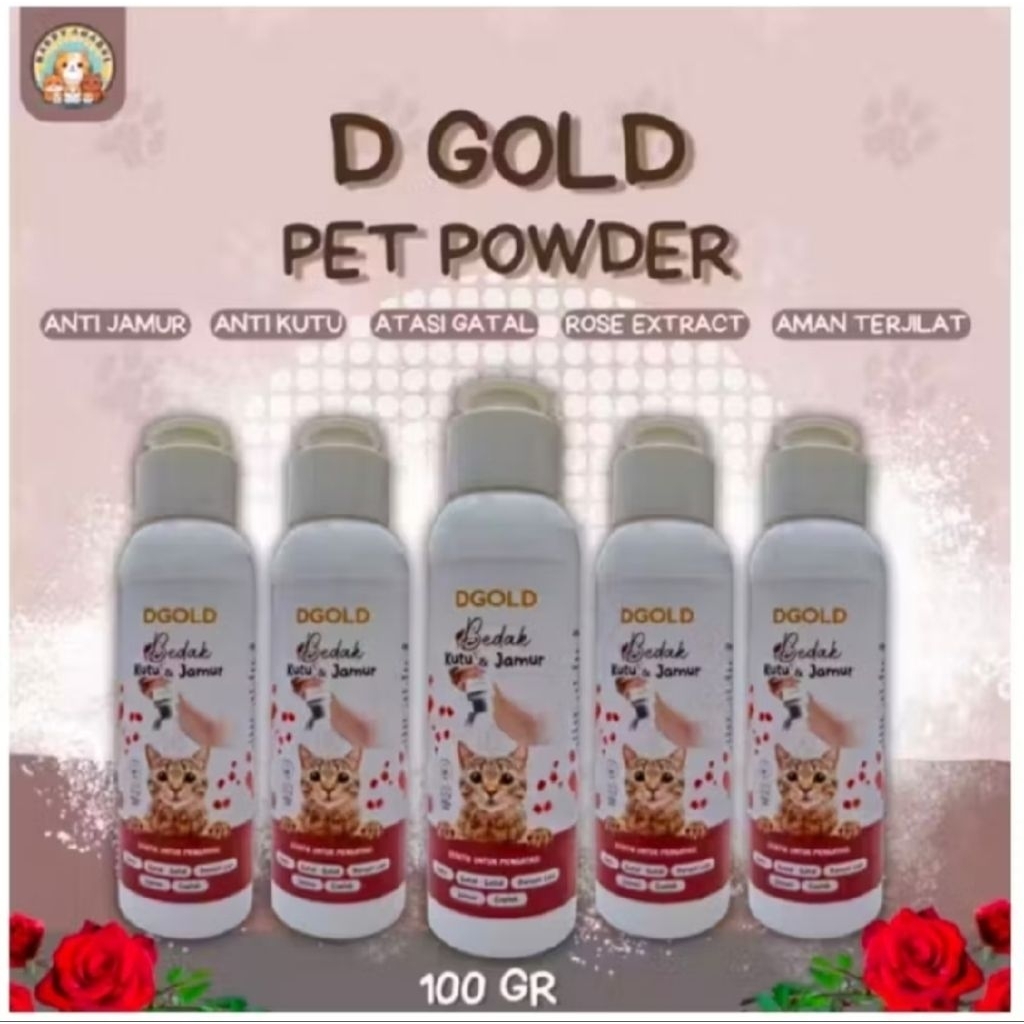 DGOLD bedak kutu&jamur (100gr) bedak anti kutu jamur scabies dan gatal kucing anjing