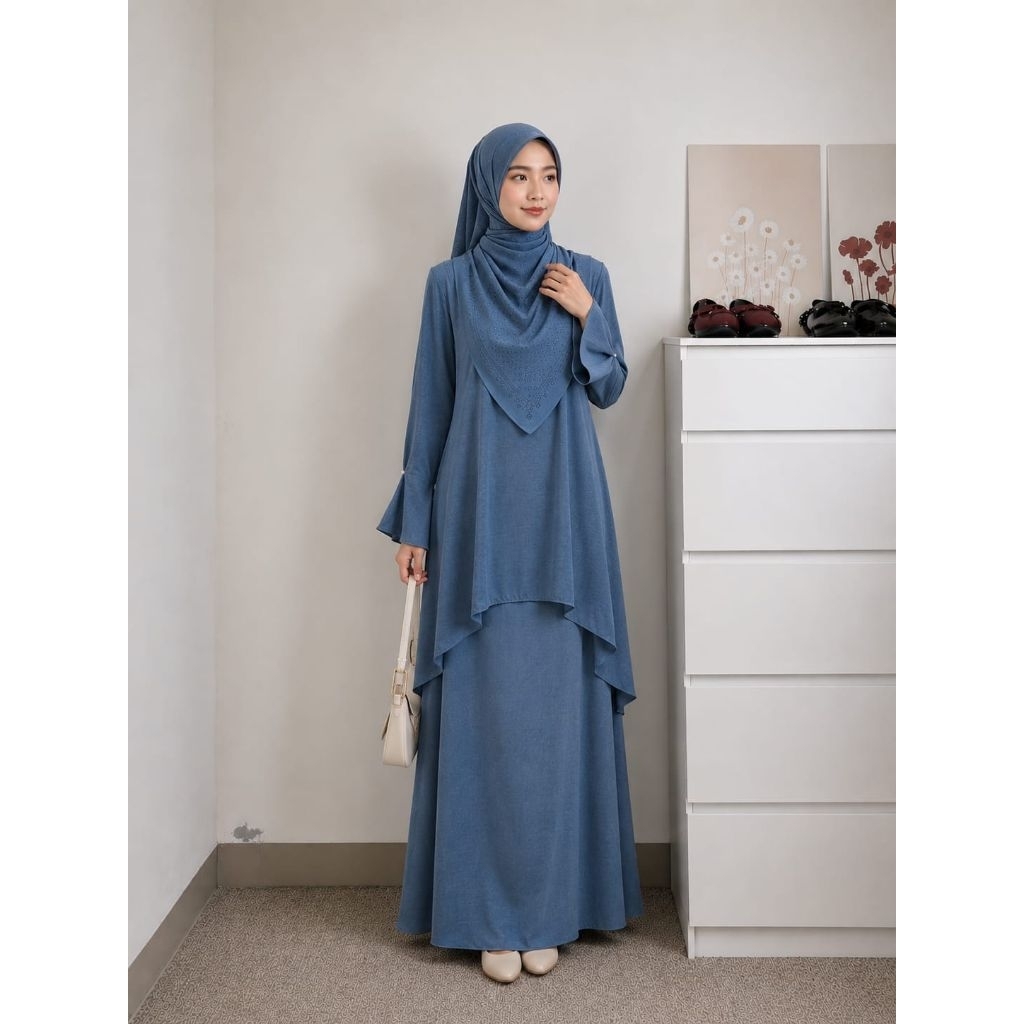 Terbaru Set Tunik Rok Sadrina Bahan Sabrina Anty Uv Baju Muslim