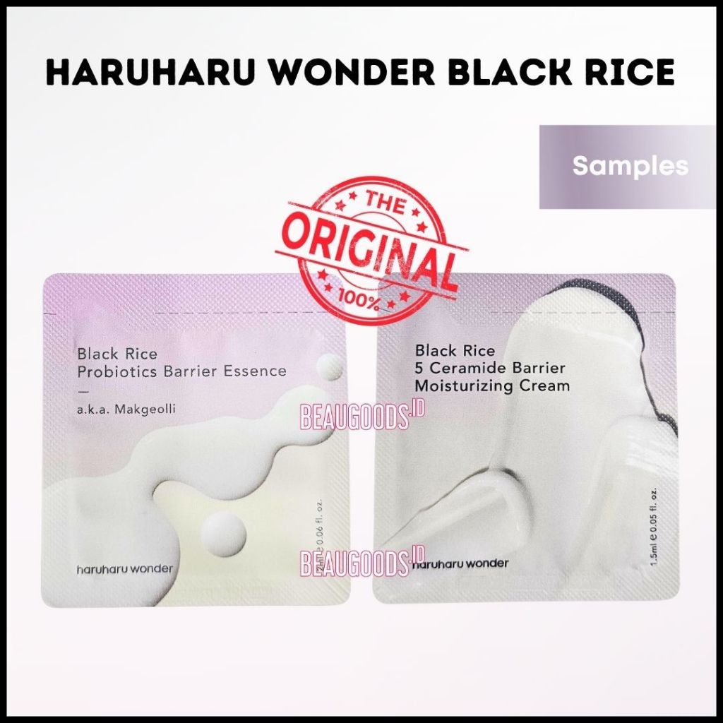 Haruharu Wonder Black Rice Barrier Series Essence/ Cream Samples - Pelembap Essence Korea Perbaikan 
