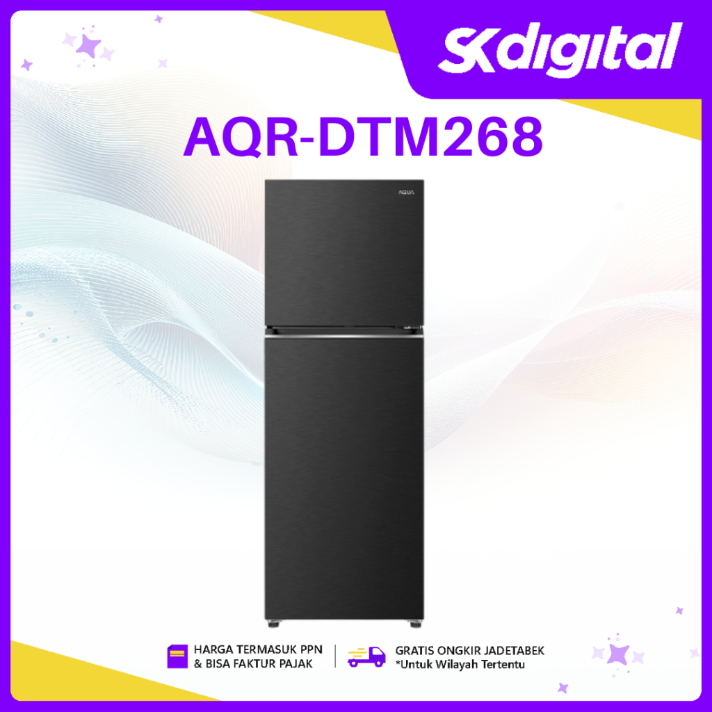 Kulkas Aqua AQR-DTM268CB(DS) Kulkas 2 Pintu 205 Liter AQRDTM268CB(DS)