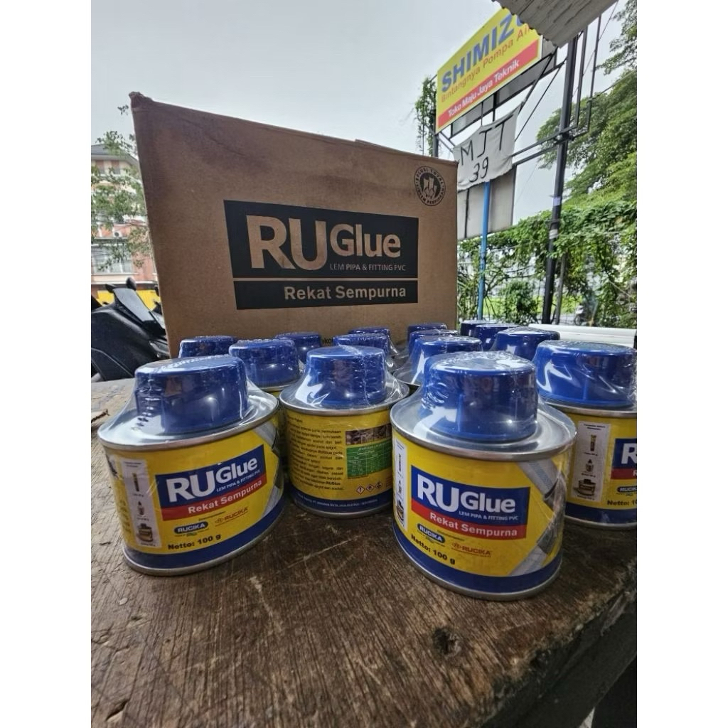 LEM RUGLUE RUCIKA kaleng 100gr LEM PIPA PVC kuas kaleng kecil