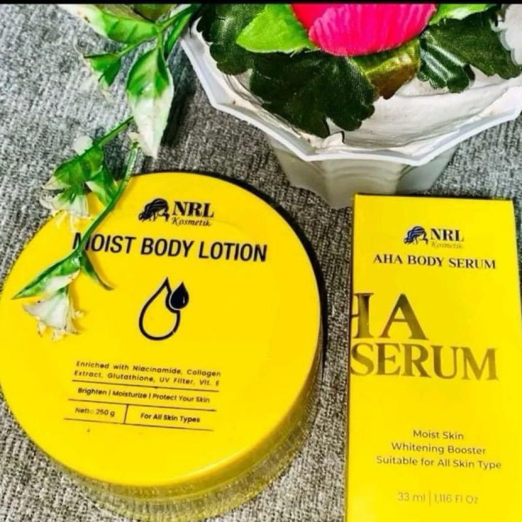 NRL Moist Body Lotion & AHA Body Serum ( Paket Kombinasi) 100% Original