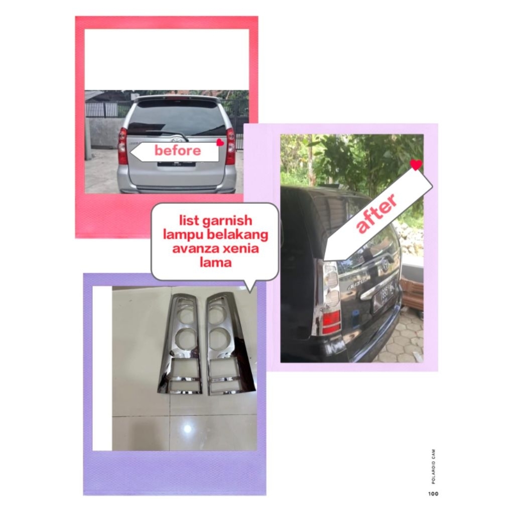 list garnish variasi pelindung lampu belakang Avanza dan Xenia 2005-2011 untuk melindungi mika lampu