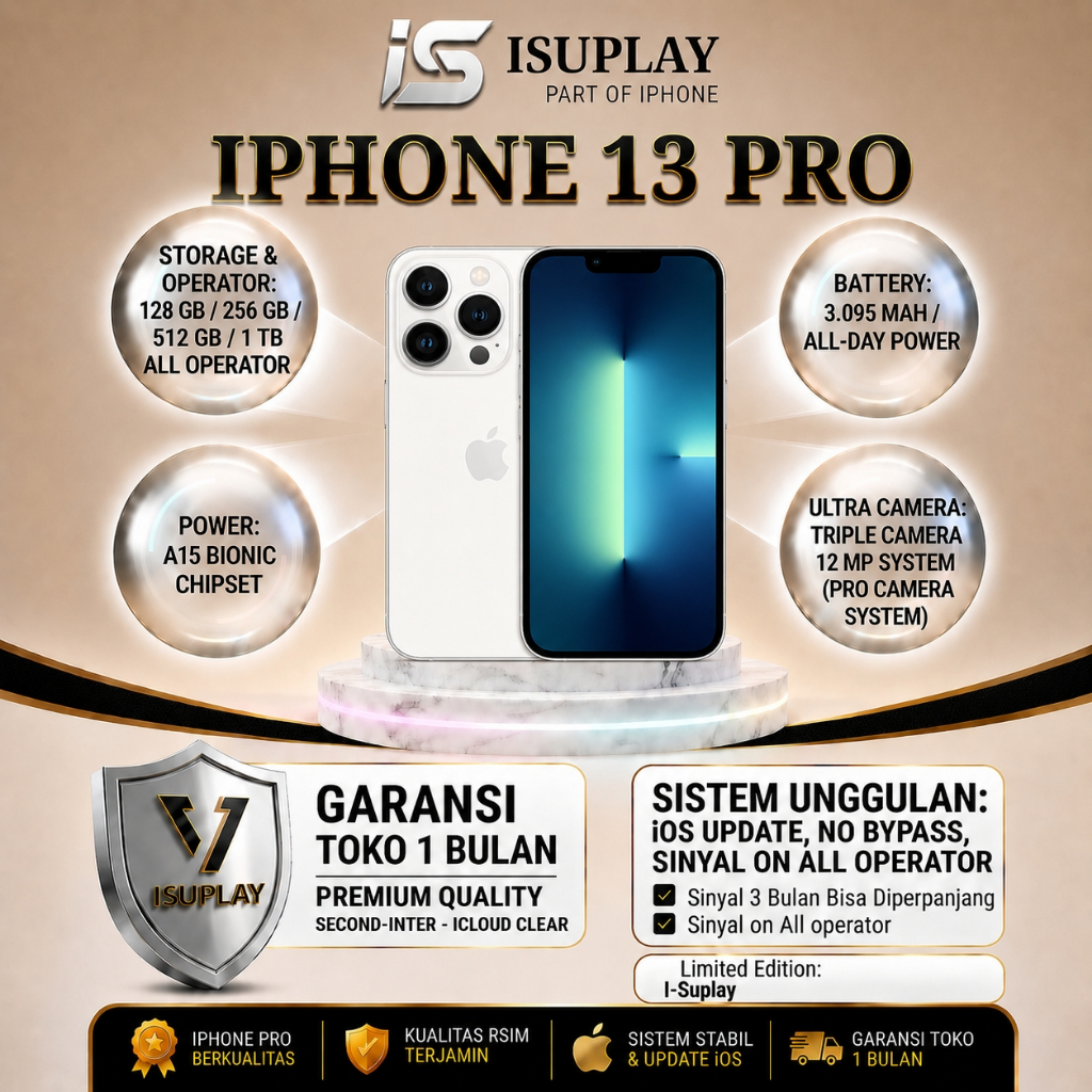 IP 13 PRO 128GB  FULLSET SECOND INTER MULUS 100% Original