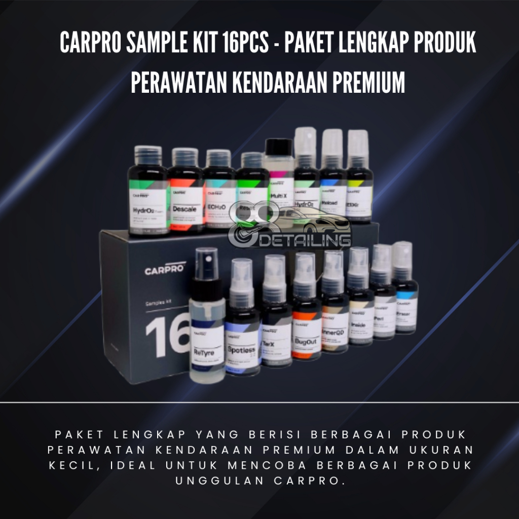 Carpro Sample Kit 16pcs - Paket Lengkap Produk Perawatan Kendaraan Premium - car care kit, detailing