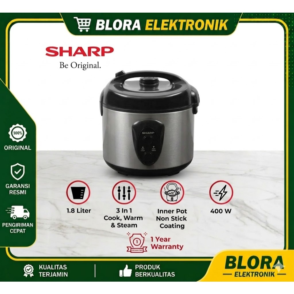 Magic Com Sharp KS-N18 Rice Cooker 1,8Liter Penanak Nasi Original Bergaransi Resmi