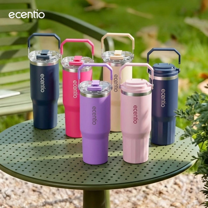 ecentio Tumbler Stainless 900ml Portable Thermos Botol Minum Besar Dengan Tas Tahan Panas Dingin 24 