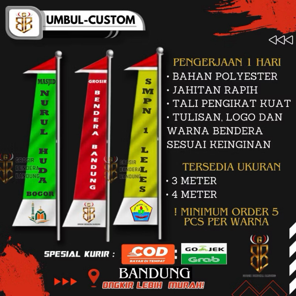 BENDERA UMBUL UMBUL CUSTOM PAKET 120 pcs
