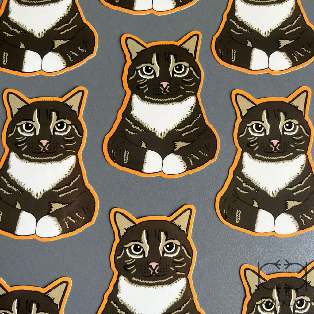 Stiker Kucing “Distinguished Gentlemeow: Sir Meowsalot” - Vinyl Waterproof