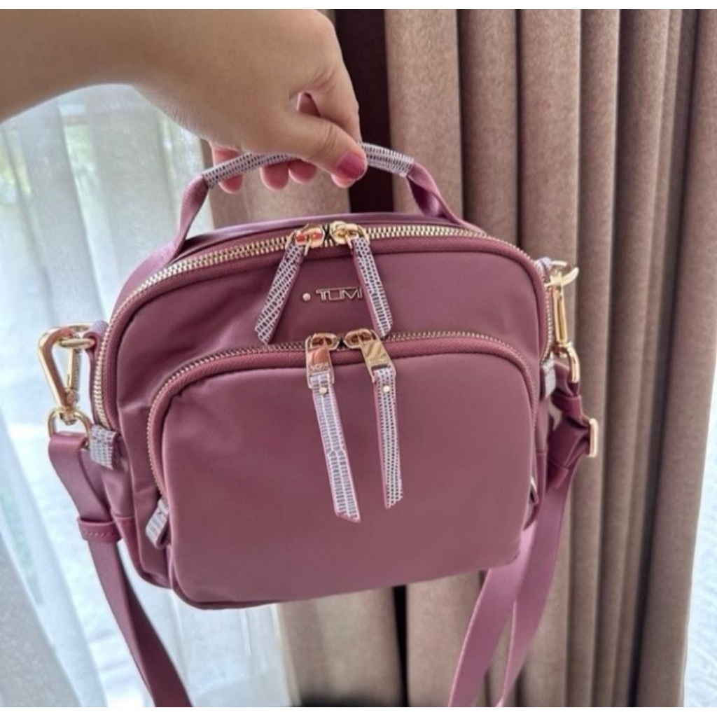 Tumi Tamy Nilon Crossbody Sling Bag Dusty Rose