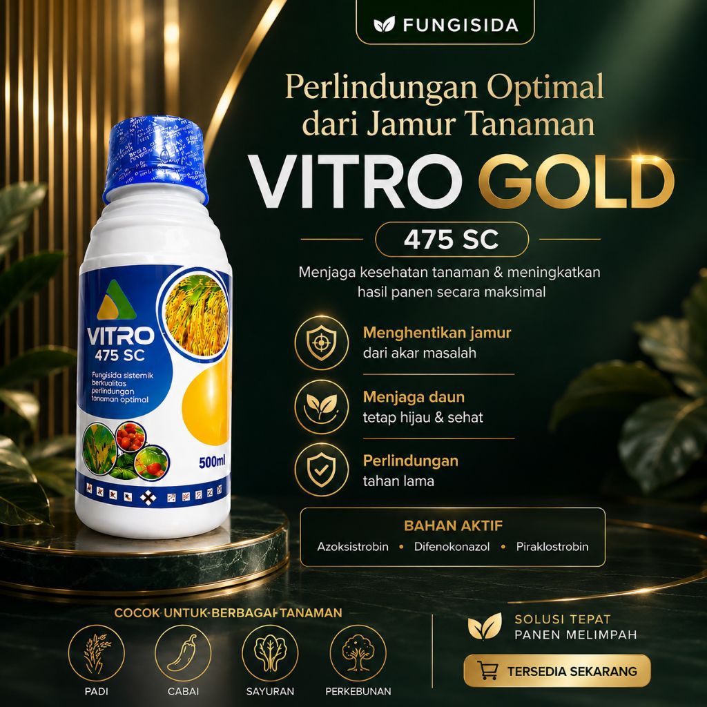 Vitro Gold 475 SC 500ml Fungisida Untuk Padi Cabai Bawang Tomat