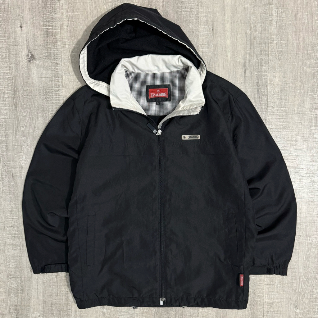 Spalding windbreaker hooded jacket black