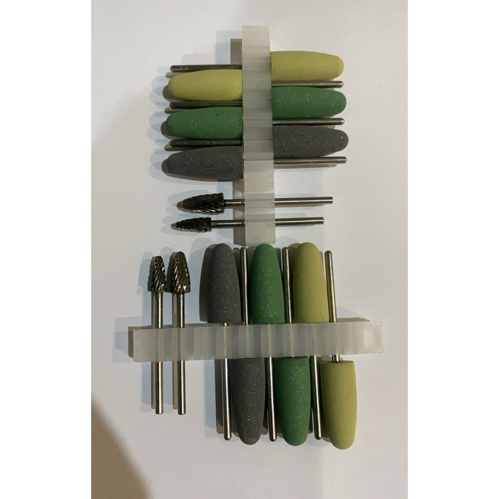 dental polishing bor kit/set bur acrylic poles/akrilik bur kit gigi palsu fraser/Stone hijau tiruan