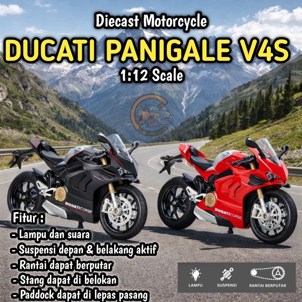 Diecast Miniatur Motor Ducati Panigale V4  skala 1:12
