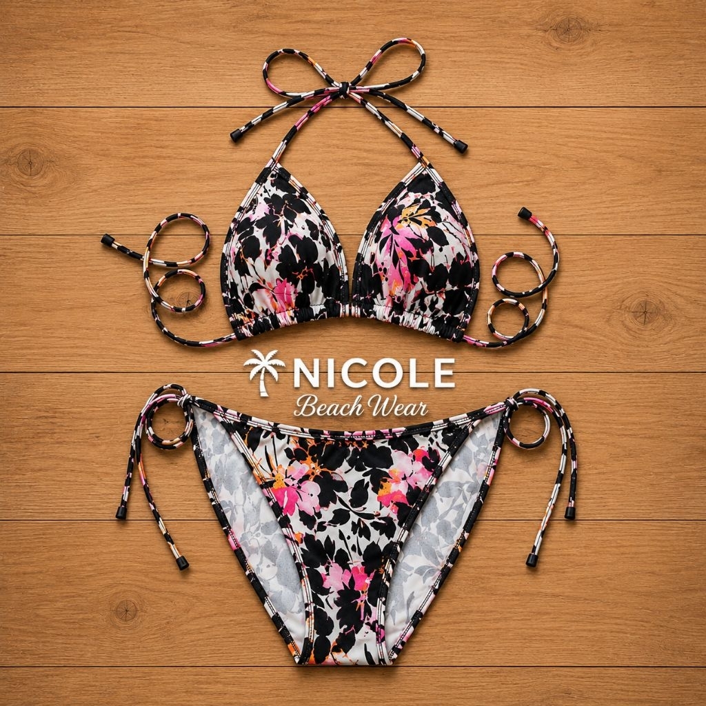 [NICOLE] Bikini Segitiga Tali Bikini pantai Bunga Baju Renang Monokini
