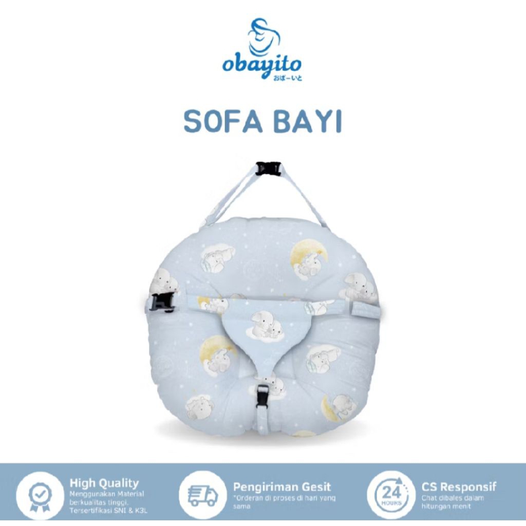 Obayito Sofa Bayi Multifungsi Bahan Katun Satin Jepang / Double Layer Terbaik
