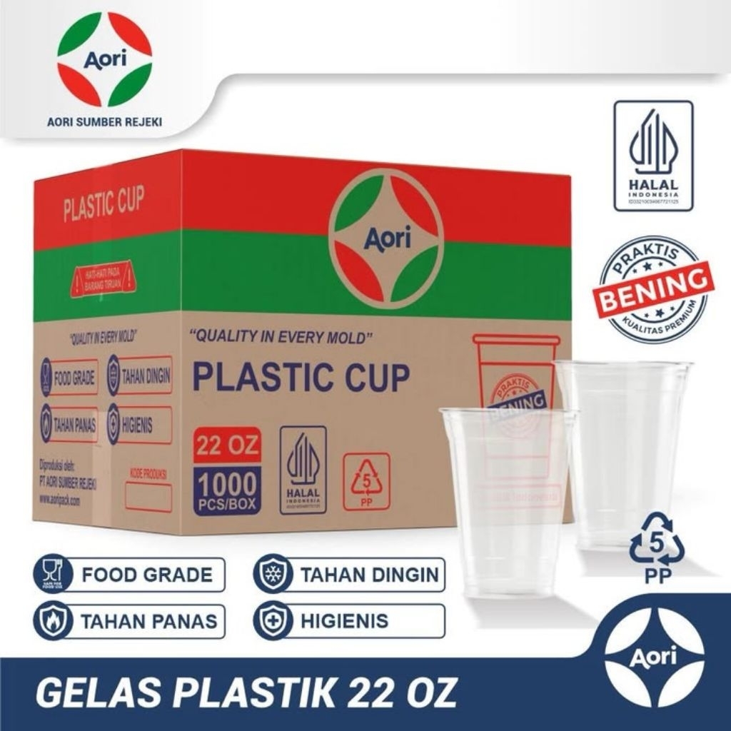 1 DUS GELAS CUP 22OZ AORI