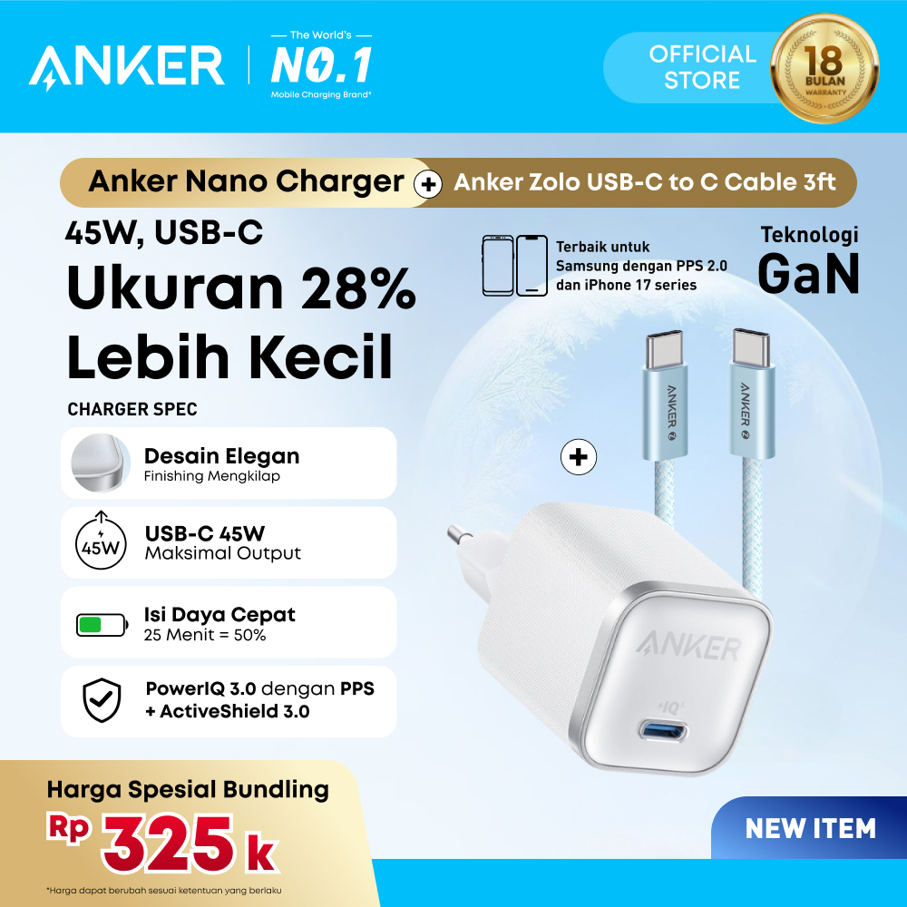 Anker Wall Charger Adaptor 25W 45W GaN Kabel for Samsung iPhone 17 16 15 PD USB Type C Fast Charging