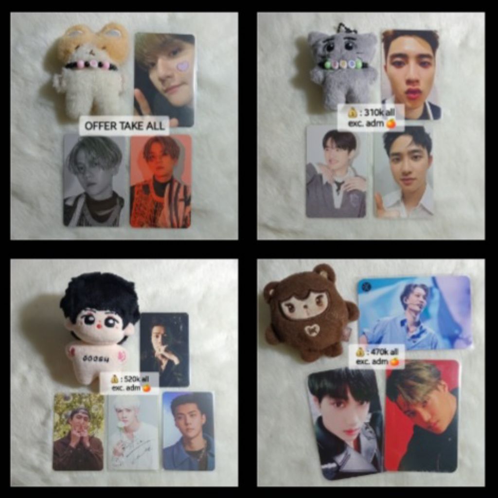 [READY STOCK - OFFICIAL] : Set Teolaegi, Nini bear, Sehun, Kyungsoo, Baekhyun, Kai pc SuperM EU