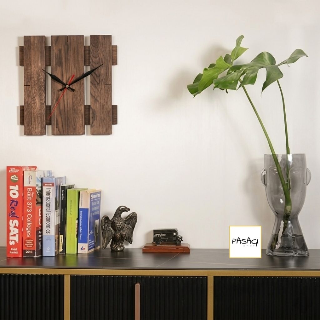 Jam Dinding Kayu estetik / Aesthetic Wooden Wall Clock / Jam dinding kayu palet industrial