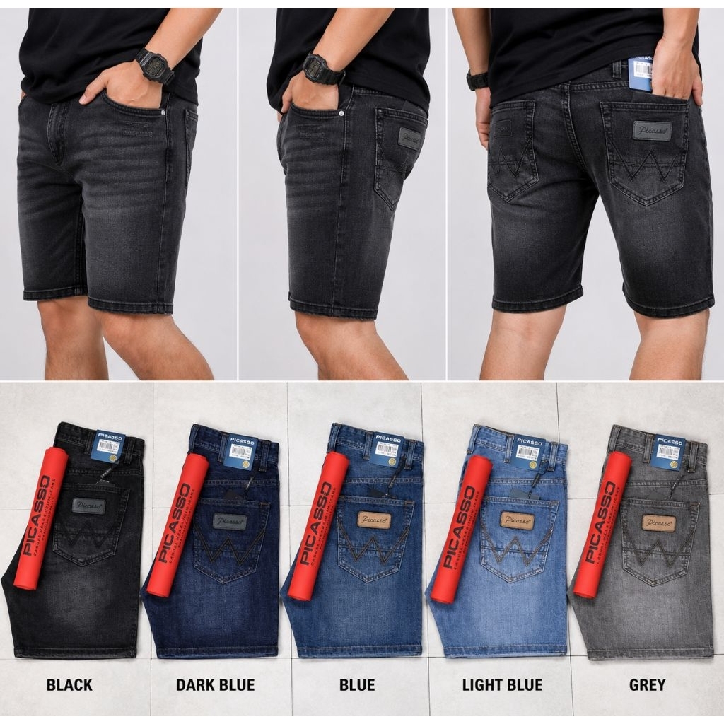 PICASSO JEANS ORIGINAL | CELANA JEANS PENDEK PRIA PICASSO ORIGINAL | BAHAN NON STRECH