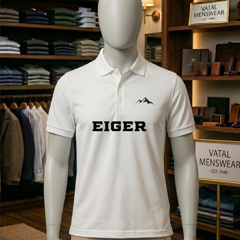 EIGER - Baju Polo Pria Premium Logo Kerah Stripe Casual Formal Kerja S M L XL XXL Kaos Kerah Pria