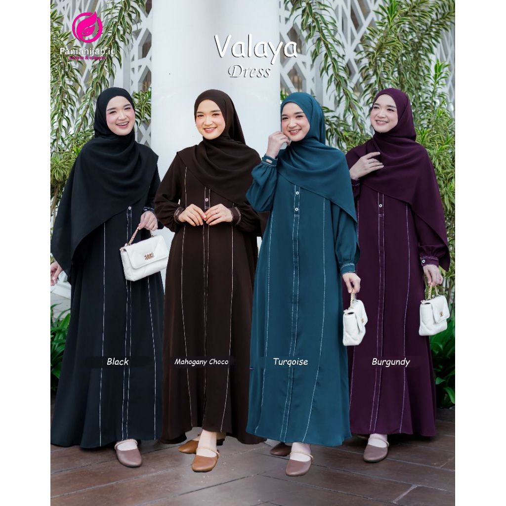 Valaya Dress by Faniahijab - Baju Gamis bahan Florenza kekinian (Hanya Gamis)