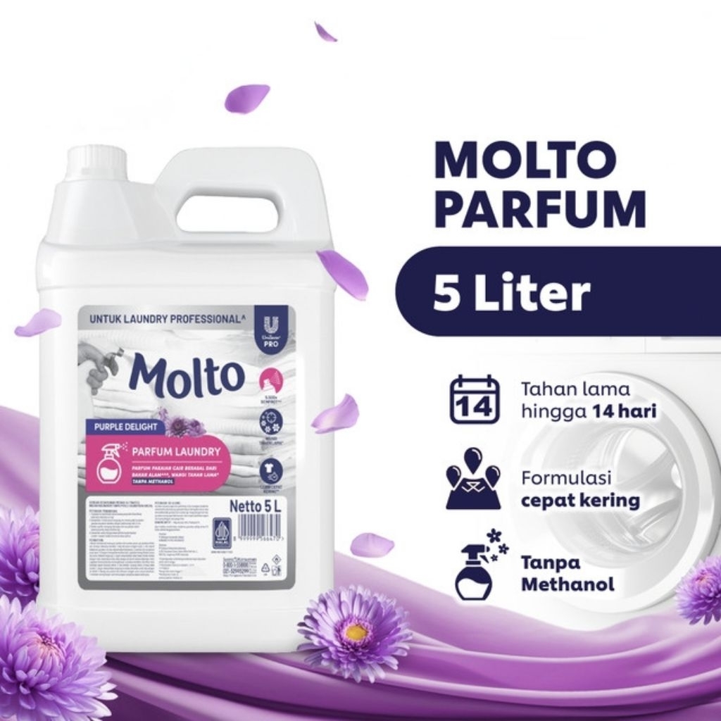 ( PROMO BERHADIAH ) Molto Purple Delight - Pengharum Pakaian Untuk Laundry 5 Liter