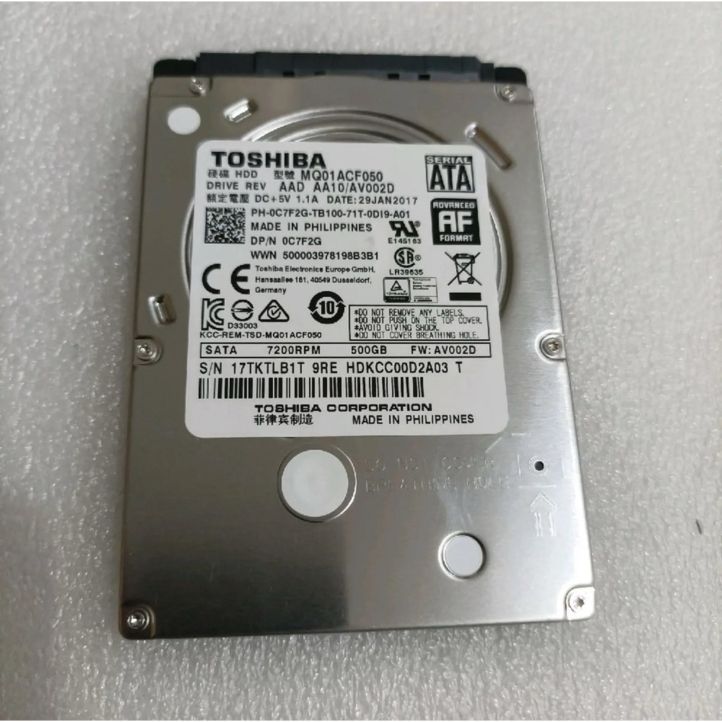 HDD Harddisk Internal Laptop 500 GB merek Toshiba model slim tipis Rpm 7200