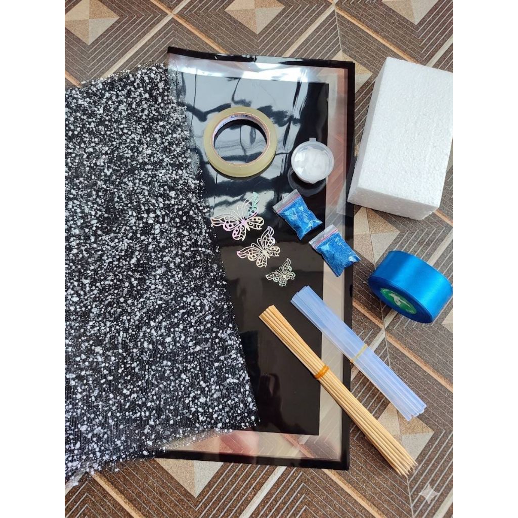satu set bahan buket bunga pita Glitter - bahan Buket bunga lengkap dan hemat