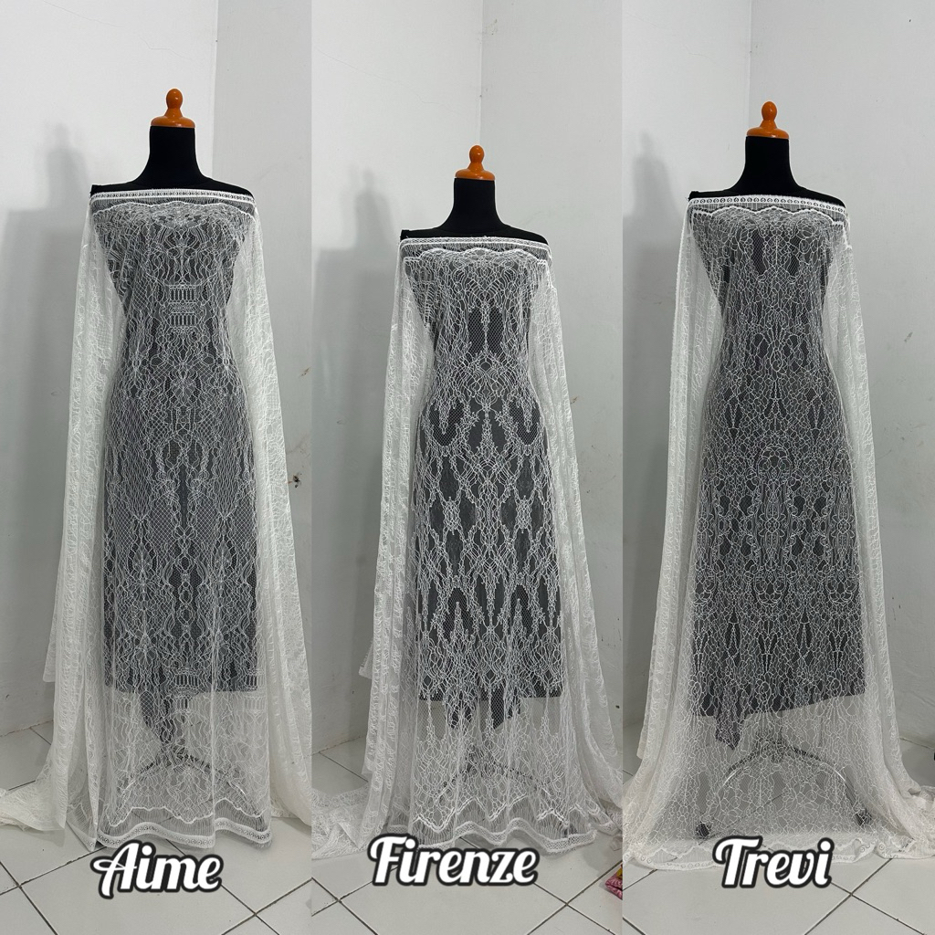 Kain Brokat Chantily Putih Bersih Brukat Chantili Warna Putih