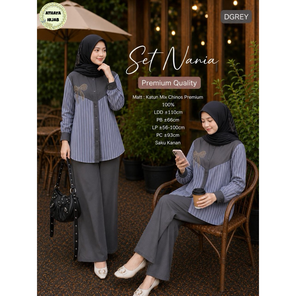 Nania Set Celana Setelan Wanita Celana Cutbray by Athaya