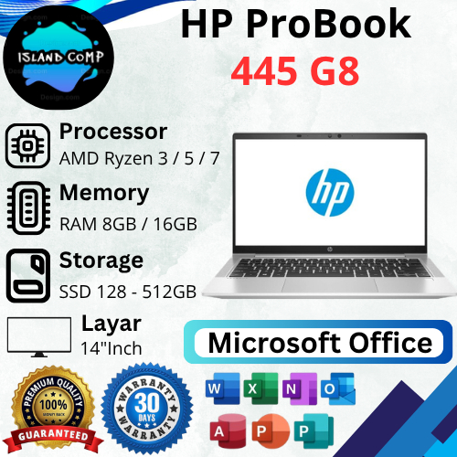 HP Probook 445 G8 AMD Ryzen 5 5600U RAM 8GB / 16GB SSD 128GB / 256GB / 512GB Layar 14inch BERGARANSI