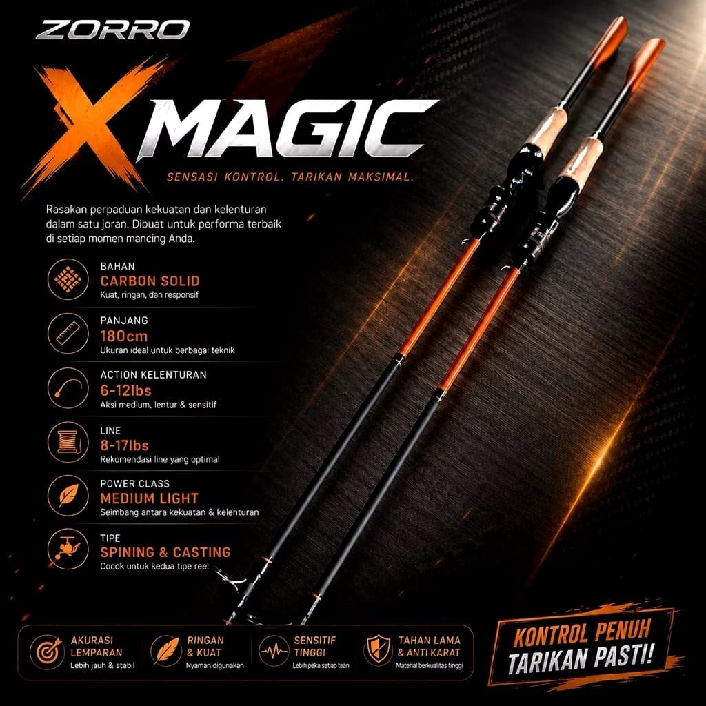 joran pancing medium zorro xmagic solid carbon