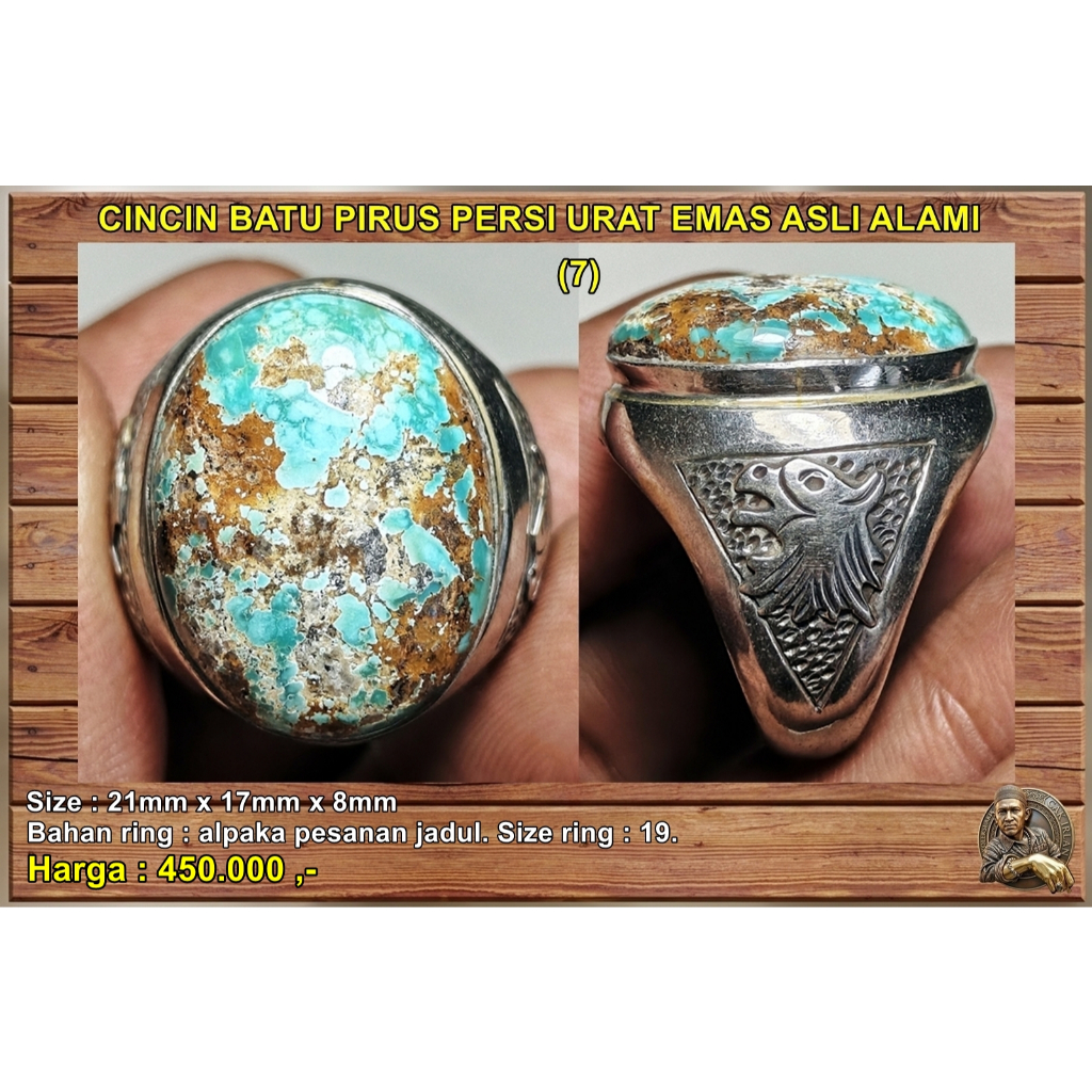 Cincin batu pirus persi urat emas asli alami (7)
