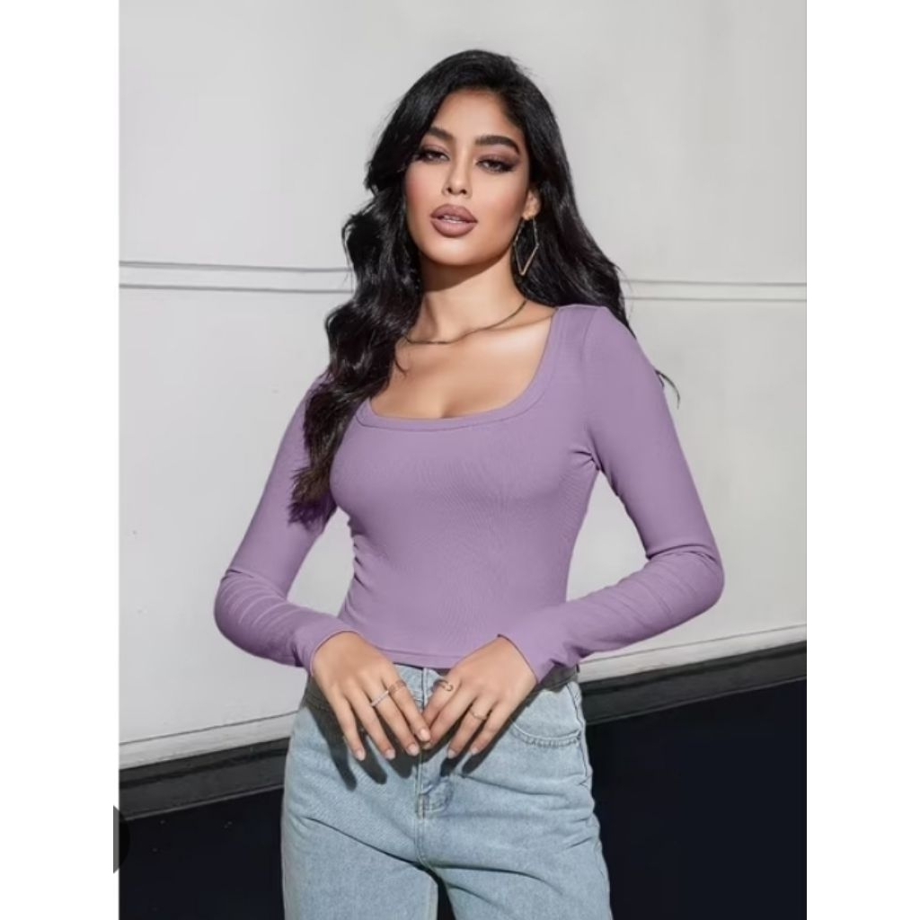 atasan crop warna lilac XL