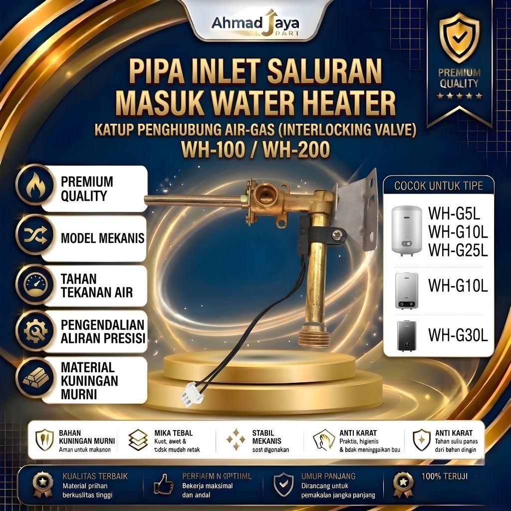 pipa inlet saluran masuk untuk water heater gas LPG