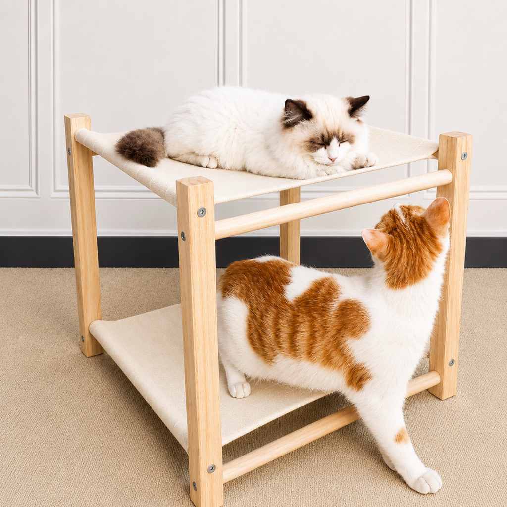 Tempat Tidur Kucing hammock, Tempat Tidur Gantung Kucing 2 tingkat, Tempat Tidur Kucing tinggi