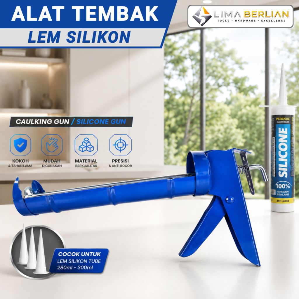 Alat Pendorong Lem Silikon Sealant Premium | Caulking Gun Kuat Dan Stabil