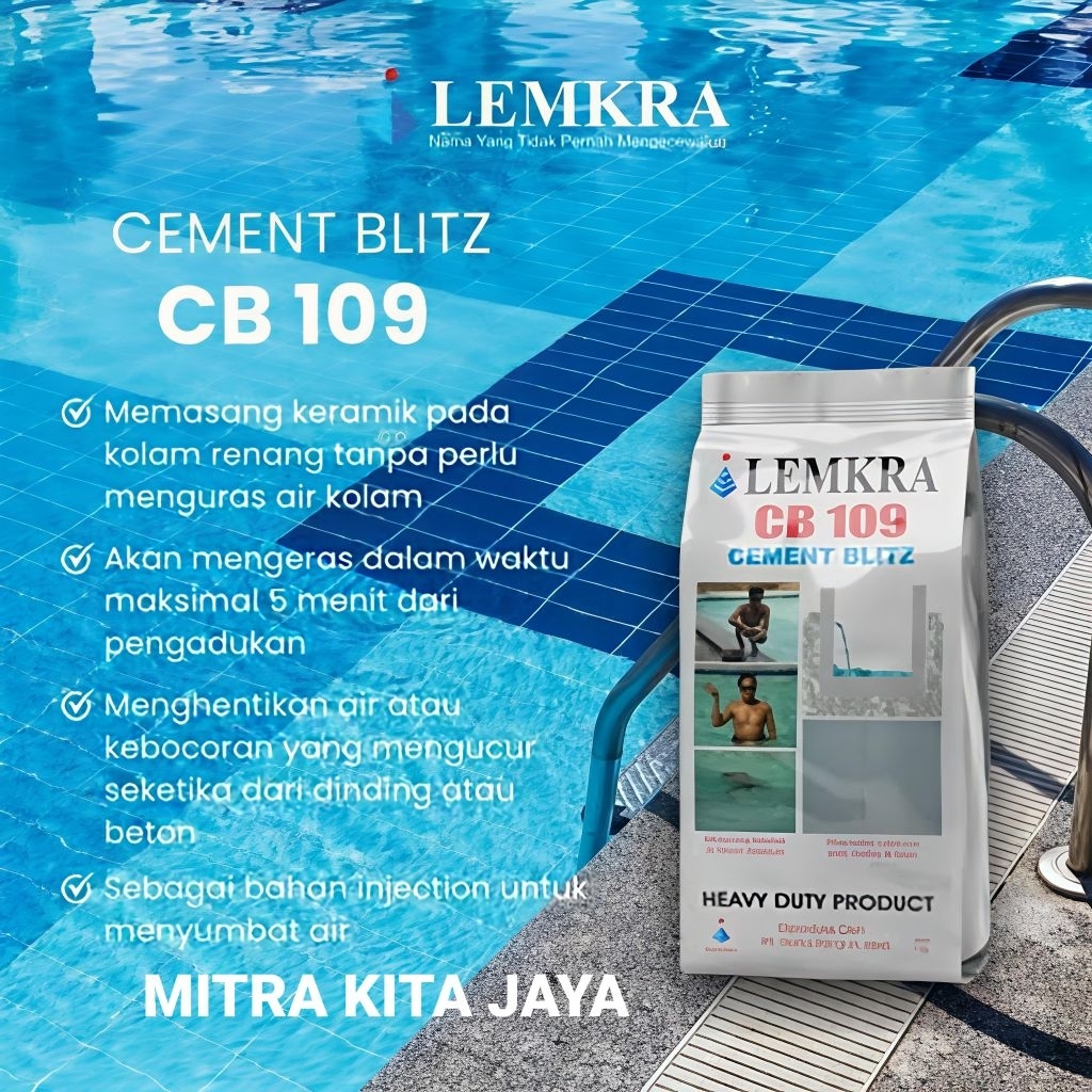 NEW LEMKRA CB 109 1 KG / LEMKRA CEMENT BLITZ / LEMKRA SEMEN KOLAM RENANG / LEMKRA SEMEN INSTANT
